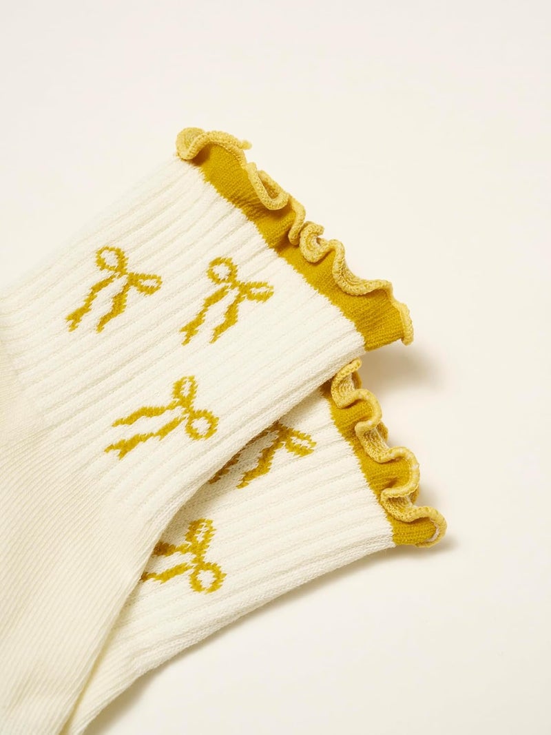 Shapes Studio Crew Half Calf Grip Socks, Cutest Fruits Pilates Socks, Ruffle socks, Non-Slip, Barre Yoga Fitness - Image 3